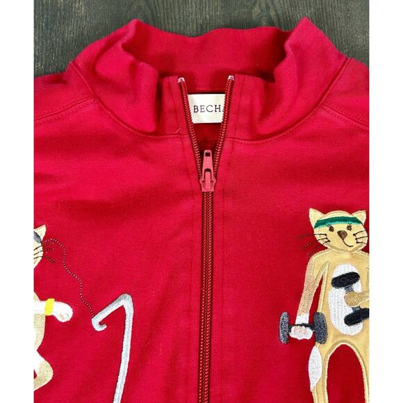 Vintage 90's Bechamel Zip Up Light Jacket Aerobic Cats Women's Medium Cotton - Picture 5 of 11